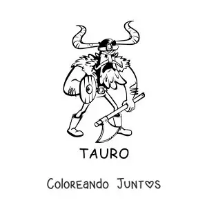 Imagen para colorear de caricatura de un vikingo del signo tauro