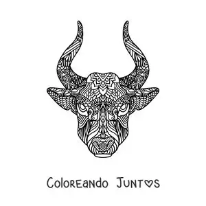Imagen para colorear de mandala del toro del signo zodiacal tauro