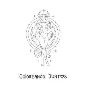 Imagen para colorear de chica del signo tauro