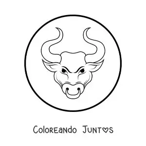 Imagen para colorear de toro del signo tauro animado fácil