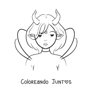 Imagen para colorear de chica del signo tauro animada de fantasía