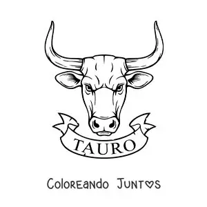 Imagen para colorear de toro de tauro con el nombre del signo