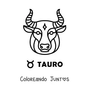 Imagen para colorear de toro de tauro fácil con el símbolo del signo