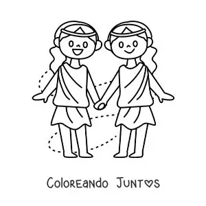 Imagen para colorear de chicas del signo géminis fácil