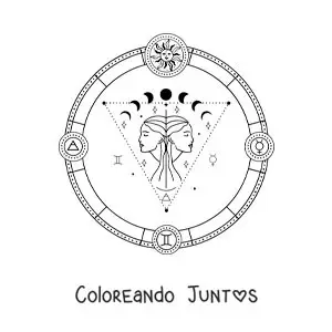 Imagen para colorear de símbolos del signo zodiacal géminis
