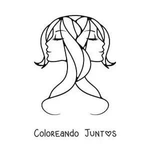 Imagen para colorear de rostro de las gemelas de géminis