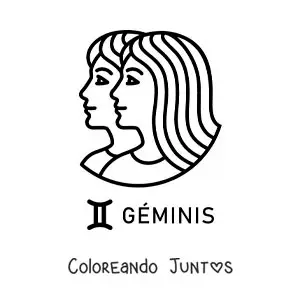 Imagen para colorear del rostro de dos chicas del signo géminis fácil