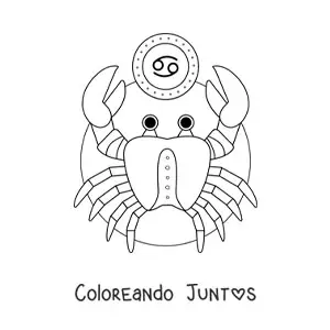 Imagen para colorear del signo zodiacal cáncer animado