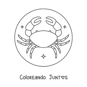 Imagen para colorear de cangrejo del signo cáncer fácil
