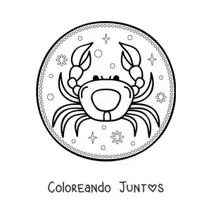 Imagen para colorear de cangrejo del signo cáncer fácil con estrellas