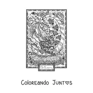 Imagen para colorear de carta del signo cáncer