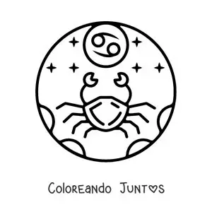 Imagen para colorear de cangrejo del signo cáncer con su símbolo fácil