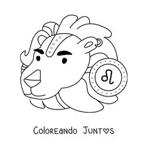 Imagen para colorear del signo leo animado con su símbolo