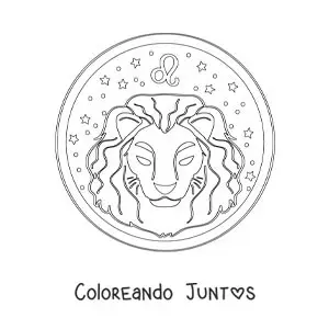 León del signo zodiacal Leo con su símbolo y estrellas