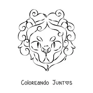 Imagen para colorear de cabeza del león del signo leo animado