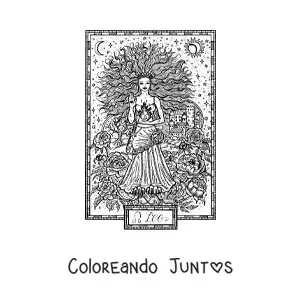 Imagen para colorear de carta del signo leo