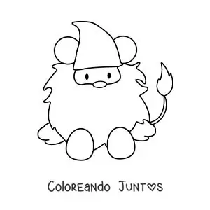 Imagen para colorear de gnomo del signo leo kawaii animado