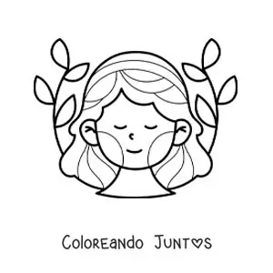 Imagen para colorear de mujer del signo virgo animada con plantas
