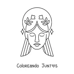 Imagen para colorear de mujer del signo virgo con una corona de flores