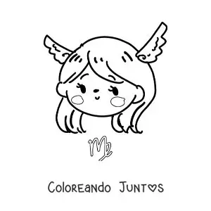 Imagen para colorear de chica kawaii del signo virgo animada