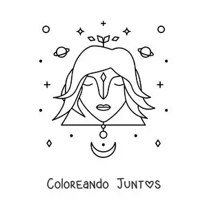 Imagen para colorear del signo virgo con estrellas y astros