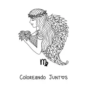 Imagen para colorear de chica ángel del signo virgo