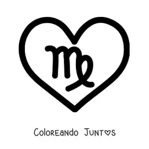 Imagen para colorear de símbolo del signo virgo en un corazón