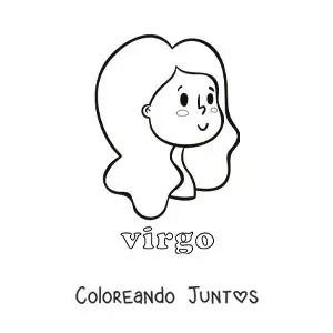 Imagen para colorear de chica animada con el nombre del signo virgo