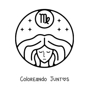 Imagen para colorear de mujer con el signo zodiacal virgo fácil