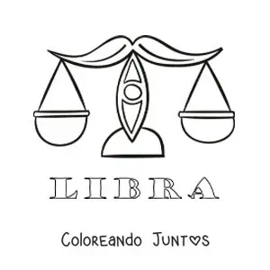 Imagen para colorear de balanza del signo Libra con su nombre