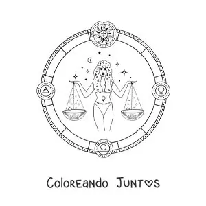 Imagen para colorear de diosa themis con la balanza de Libra