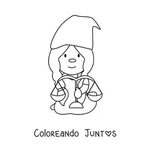 Imagen para colorear de gnomo animado infantil del signo Libra