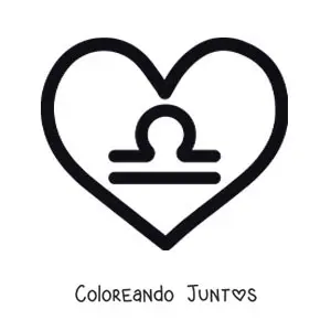 Imagen para colorear de símbolo de Libra en un corazón