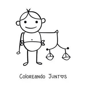 Imagen para colorear de caricatura infantil de la mitología del signo Libra