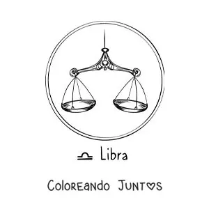 Imagen para colorear de balanza realista del signo del zodiaco Libra