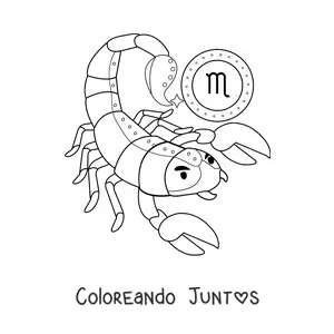 Imagen para colorear de escorpión animada infantil del signo Escorpio