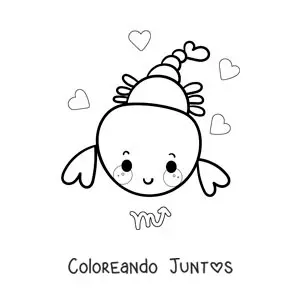 Imagen para colorear de escorpión animada kawaii de Escorpio con su símbolo