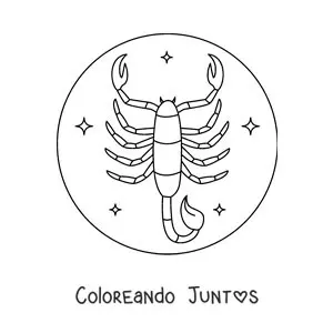 Imagen para colorear de escorpión de Escorpio con estrellas