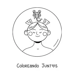Imagen para colorear de mujer animada del signo zodiacal Escorpio