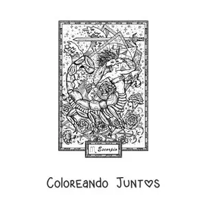 Imagen para colorear de carta del signo Escorpio