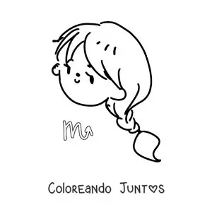 Imagen para colorear de una chica kawaii de Escorpio con su símbolo