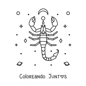 Imagen para colorear de símbolo de Escorpio con astros