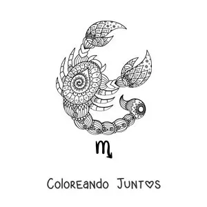 Imagen para colorear de mandala del signo de Escorpio
