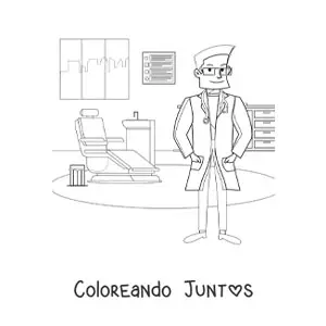 Imagen para colorear de un dentista en su consultorio dental