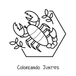 Imagen para colorear de escorpión animada con hojas