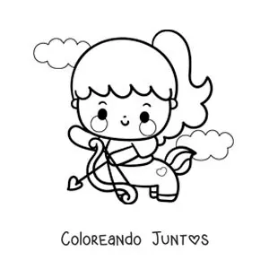 Imagen para colorear de niña centauro arquero kawaii de Sagitario