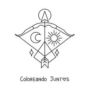 Símbolo de Sagitario con la luna y el sol