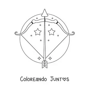 Imagen para colorear del signo zodiacal Sagitario con estrellas