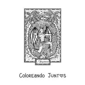 Imagen para colorear de carta de Sagitario