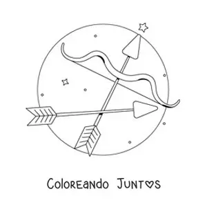 Imagen para colorear de arco y flecha de Sagitario